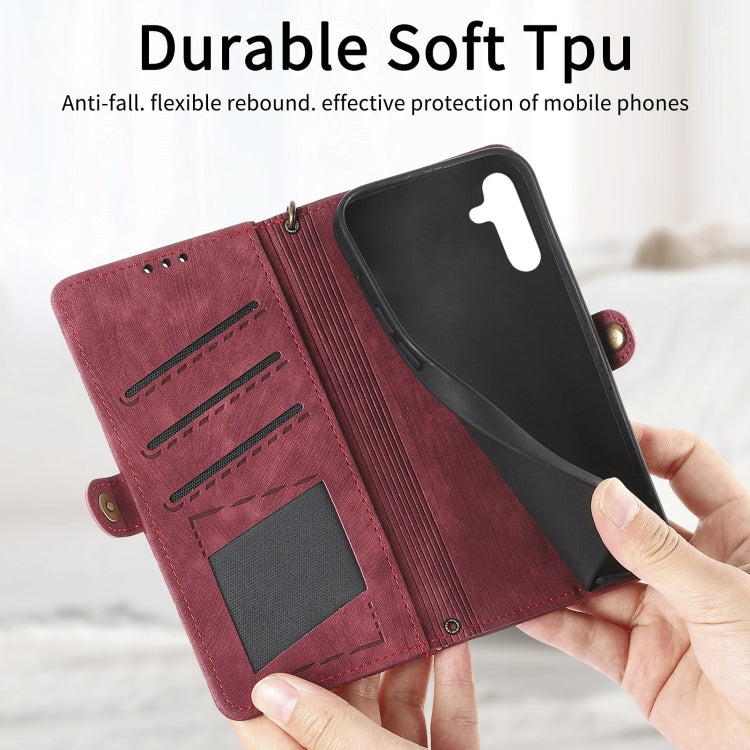 For Samsung Galaxy A71 Geometric Zipper Wallet Side Buckle Leather Phone Case(Red) - free shipping - PMC TechLife - Order now!