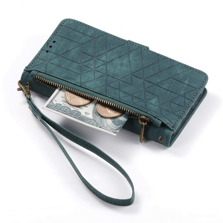 For Samsung Galaxy A32 5G Geometric Zipper Wallet Side Buckle Leather Phone Case(Green) - free shipping - PMC TechLife - Order now!