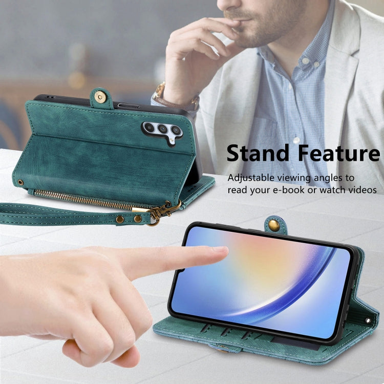 For Samsung Galaxy A32 5G Geometric Zipper Wallet Side Buckle Leather Phone Case(Green) - free shipping - PMC TechLife - Order now!
