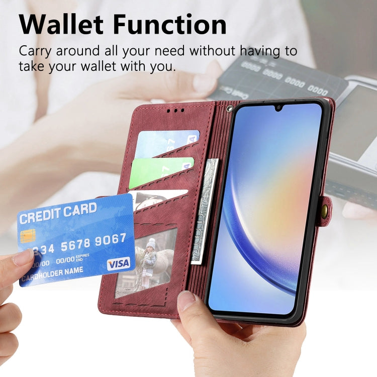 For Samsung Galaxy A13 5G Geometric Zipper Wallet Side Buckle Leather Phone Case(Red) - free shipping - PMC TechLife - Order now!