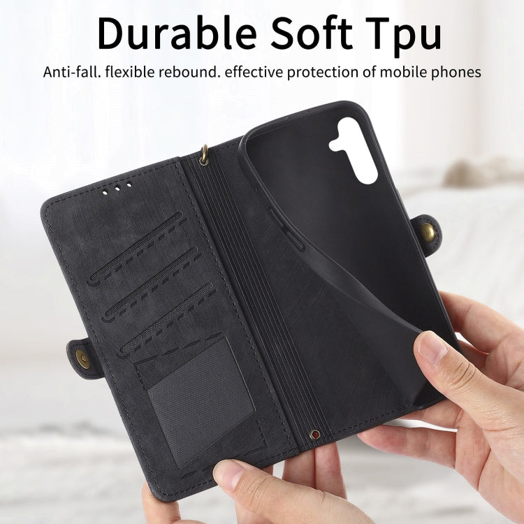 For Samsung Galaxy A14 5G Geometric Zipper Wallet Side Buckle Leather Phone Case(Black) - free shipping - PMC TechLife - Order now!