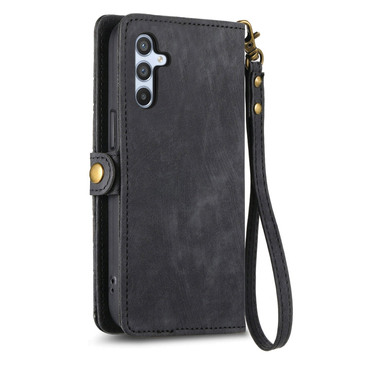 For Samsung Galaxy A34 5G Geometric Zipper Wallet Side Buckle Leather Phone Case(Black) - free shipping - PMC TechLife - Order now!