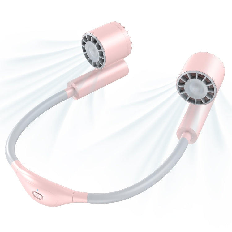 Long Life Twin-head Turbine Bladeless Neck Lazy Sports Fan(Pink) - Electric Fans by PMC Jewellery | Online Shopping South Africa | PMC Jewellery | Buy Now Pay Later Mobicred