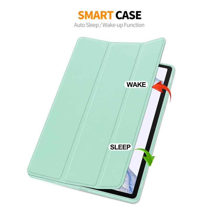 For Samsung Galaxy Tab S9 ENKAY Tri-fold Custer Leather TPU Bottom Smart Case with Pen Slot(Black) - free shipping - PMC Jewellery - Order now!