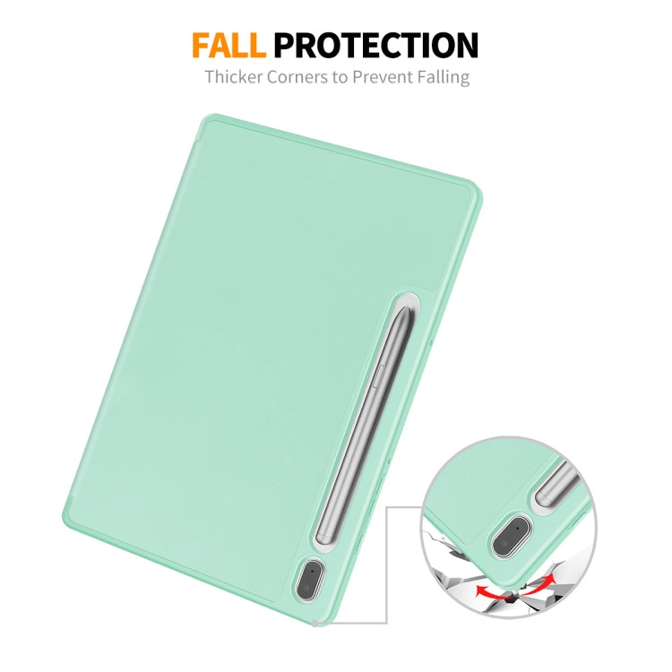 For Samsung Galaxy Tab S9 ENKAY Tri-fold Custer Leather TPU Bottom Smart Case with Pen Slot(Black) - free shipping - PMC Jewellery - Order now!