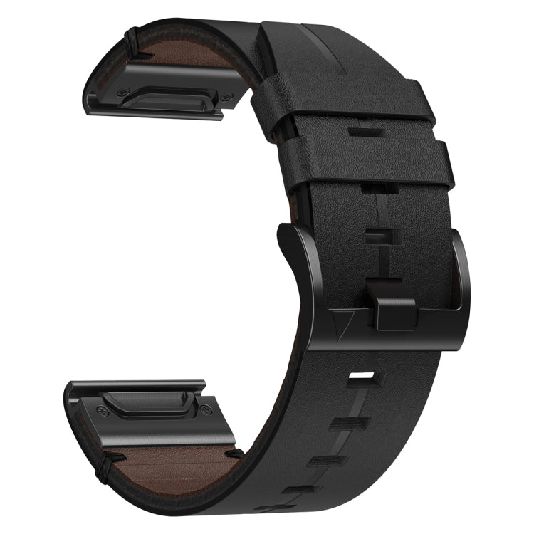 For Garmin Fenix 7 Solar 22mm Leather Textured Watch Band(Black) - Watch Bands by PMC Jewellery | Online Shopping South Africa | PMC Jewellery