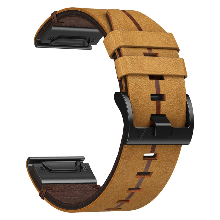 For Garmin Quatix 5 22mm Leather Textured Watch Band(Brown) - Watch Bands by PMC Jewellery | Online Shopping South Africa | PMC Jewellery