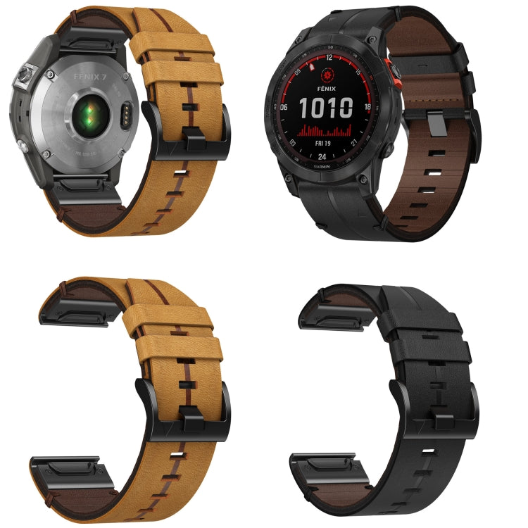For Garmin Quatix 5 Leather Textured 22mm Watch Band(Black) - free shipping - PMC TechLife - Order now!