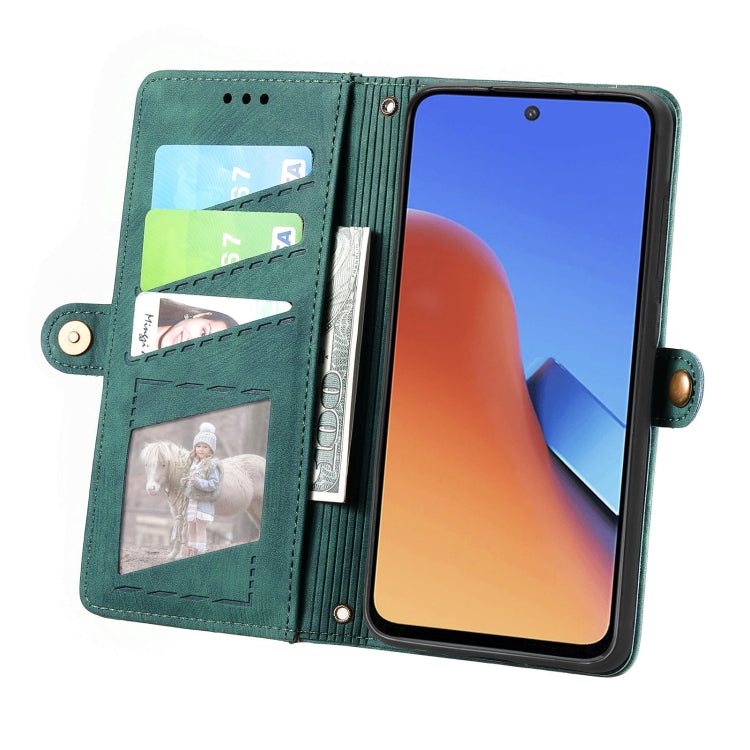 For Xiaomi Redmi Note 12 4G Geometric Zipper Wallet Side Buckle Leather Phone Case(Green) - Xiaomi Cases by PMC Jewellery | Online Shopping South Africa | PMC Jewellery | Buy Now Pay Later Mobicred