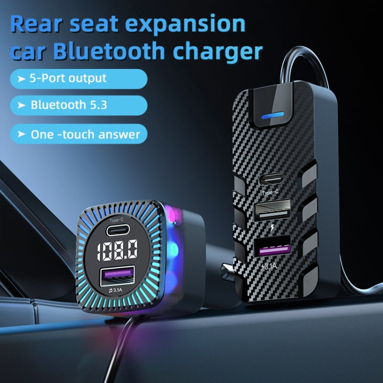 CS11 Multi-Port Rear Seat Extended Car Fast Charger Support Bluetooth MP3 Play - Car Charger by PMC Jewellery | Online Shopping South Africa | PMC Jewellery | Buy Now Pay Later Mobicred