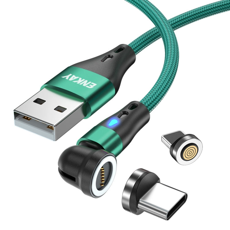 ENKAY 3A USB to Type-C / 8 Pin Magnetic 540 Degrees Rotating Fast Charging Cable, Length:1m(Green) - Charging Cable & Head by ENKAY | Online Shopping South Africa | PMC Jewellery | Buy Now Pay Later Mobicred