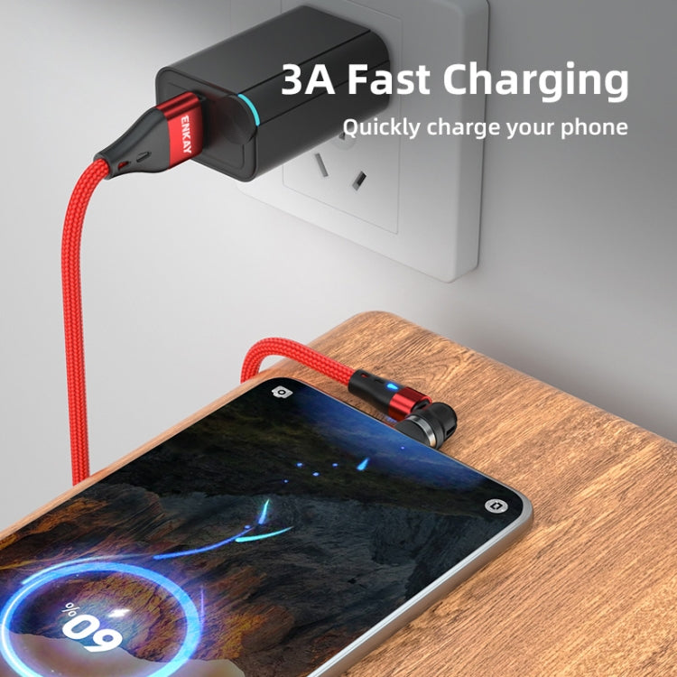 ENKAY 3A USB to Type-C / 8 Pin Magnetic 540 Degrees Rotating Fast Charging Cable, Length:1m(Black) - Charging Cable & Head by ENKAY | Online Shopping South Africa | PMC Jewellery | Buy Now Pay Later Mobicred