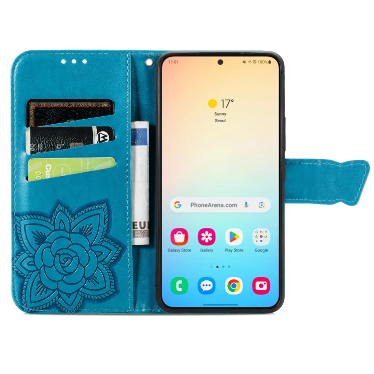 For Samsung Galaxy S24 5G Butterfly Love Flower Embossed Leather Phone Case(Blue) - Galaxy S24 5G Cases by PMC Jewellery | Online Shopping South Africa | PMC Jewellery