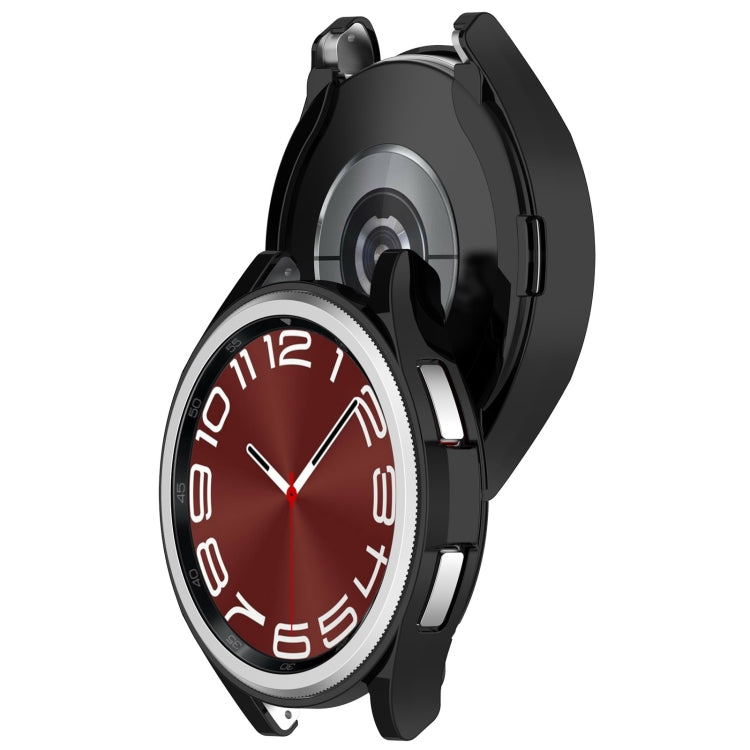 For Samsung Galaxy Watch6 Classic 47mm Electroplated TPU Half Pack Hollow Watch Protective Case(Black) - Watch Cases by PMC TechLife | Online Shopping South Africa | PMC TechLife