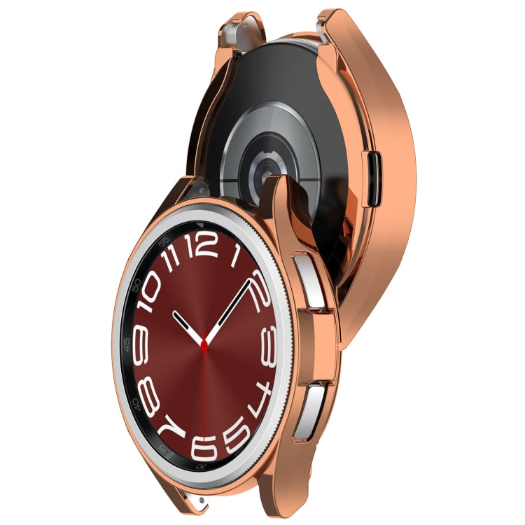 For Samsung Galaxy Watch6 Classic 47mm Electroplated TPU Half Pack Hollow Watch Protective Case(Rose Gold) - Watch Cases by PMC Jewellery | Online Shopping South Africa | PMC Jewellery