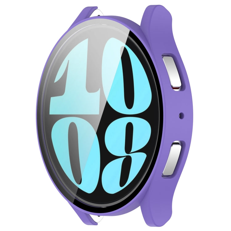 For Samsung Galaxy Watch6 40mm PC + Tempered Film Integrated Watch Protective Case(Purple) - Watch Cases by PMC Jewellery | Online Shopping South Africa | PMC Jewellery