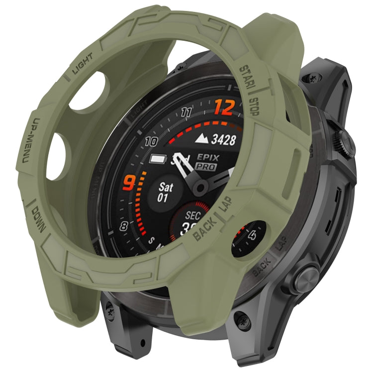 For Garmin Epix Pro 47mm / Fenix 7 / 7 Pro Armored TPU Half Wrapped Watch Protective Case(Green) - Watch Cases by PMC Jewellery | Online Shopping South Africa | PMC Jewellery