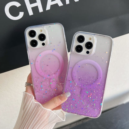 For iPhone 12 Pro Max MagSafe Glitter Hybrid Clear TPU Phone Case(White) - iPhone 12 Pro Max Cases by PMC Jewellery | Online Shopping South Africa | PMC Jewellery