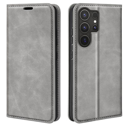 or Samsung Galaxy S25 Ultra 5G Retro-skin Magnetic Suction Leather Phone Case(Grey) - Galaxy S25 Ultra 5G Cases by PMC Jewellery | Online Shopping South Africa | PMC Jewellery | Buy Now Pay Later Mobicred