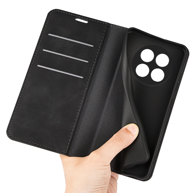 For Realme 12 5G Retro-skin Magnetic Suction Leather Phone Case(Black) - Realme Cases by PMC TechLife | Online Shopping South Africa | PMC TechLife | Buy Now Pay Later Mobicred