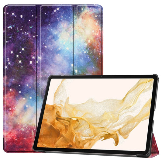 For Samsung Galaxy Tab S9+ JUNSUNMAY Custer Painted 3-Fold Stand Leather Smart Tablet Case(Galaxy) - Galaxy Tab S9+ Cases by JUNSUNMAY | Online Shopping South Africa | PMC Jewellery | Buy Now Pay Later Mobicred