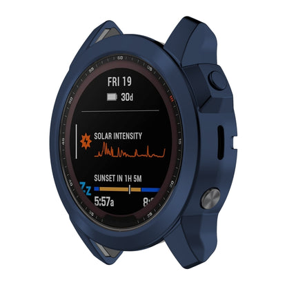 For Garmin Fenix 7X Pro Half Package Electroplated TPU Watch Protective Case(Blue) - Watch Cases by PMC Jewellery | Online Shopping South Africa | PMC Jewellery