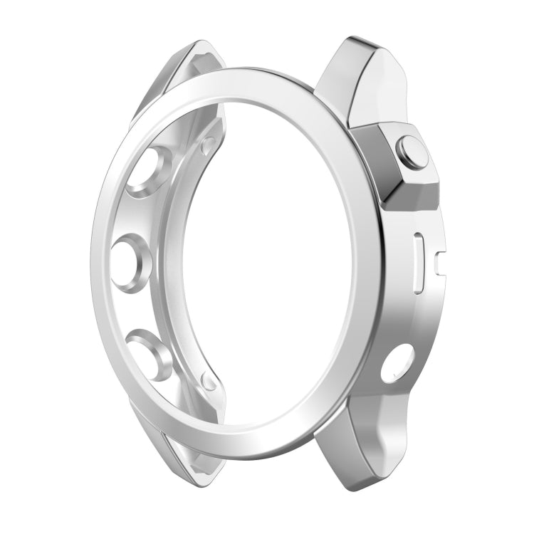 For Garmin Fenix 7X Pro Half Package Electroplated TPU Watch Protective Case(Sliver) - Watch Cases by PMC TechLife | Online Shopping South Africa | PMC TechLife