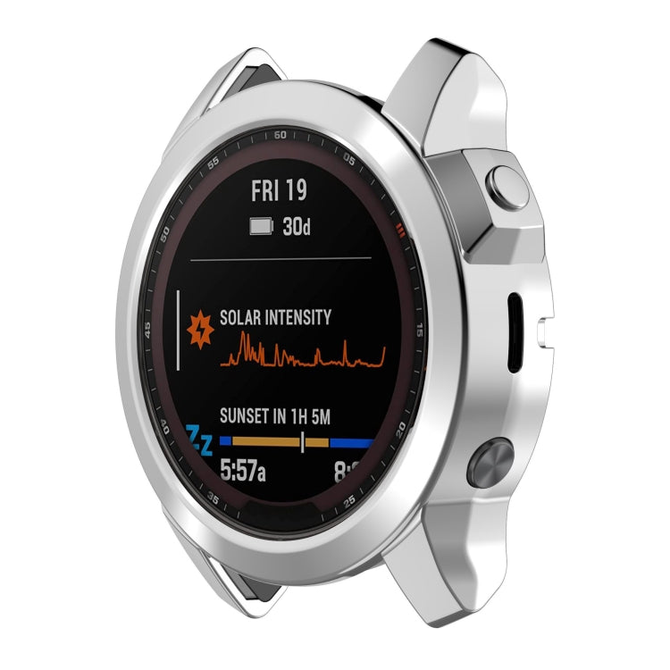 For Garmin Epix Pro 47mm Half Package Electroplated TPU Watch Protective Case(Sliver) - Watch Cases by PMC TechLife | Online Shopping South Africa | PMC TechLife