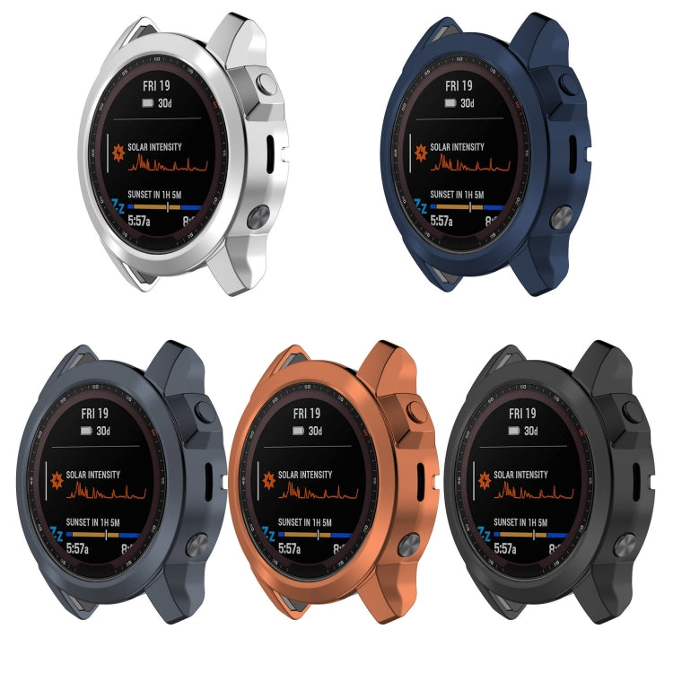 For Garmin Fenix 7X Pro Half Package Electroplated TPU Watch Protective Case(Grey) - Watch Cases by PMC Jewellery | Online Shopping South Africa | PMC Jewellery