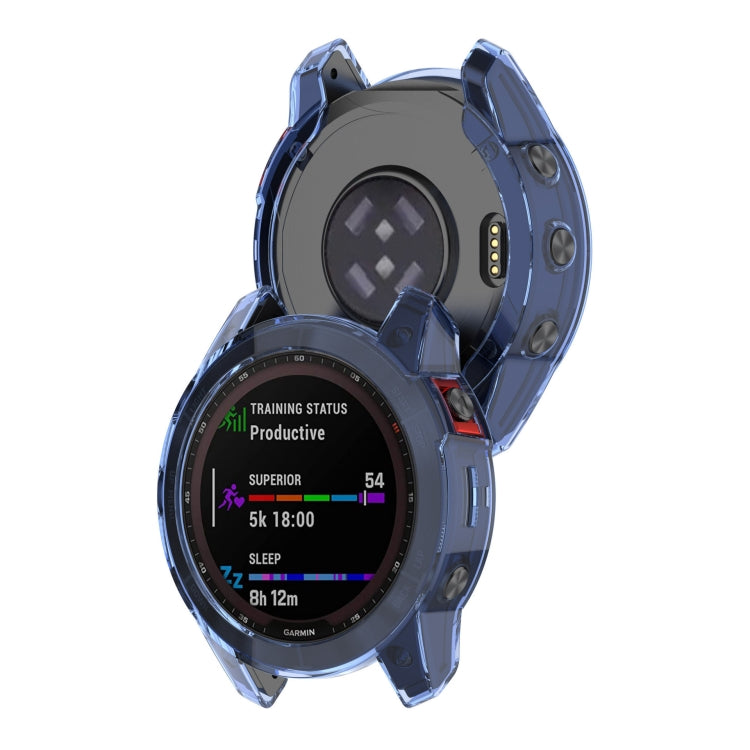 For Garmin Fenix 7X Pro Half-Package TPU Watch Protective Case(Transparent Blue) - Watch Cases by PMC TechLife | Online Shopping South Africa | PMC TechLife | Buy Now Pay Later Mobicred