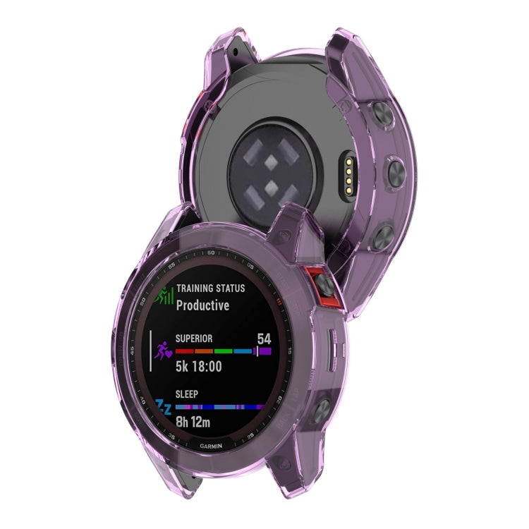For Garmin Fenix 7S Pro Half-Package TPU Watch Protective Case(Transparent Purple) - Watch Cases by PMC TechLife | Online Shopping South Africa | PMC TechLife | Buy Now Pay Later Mobicred