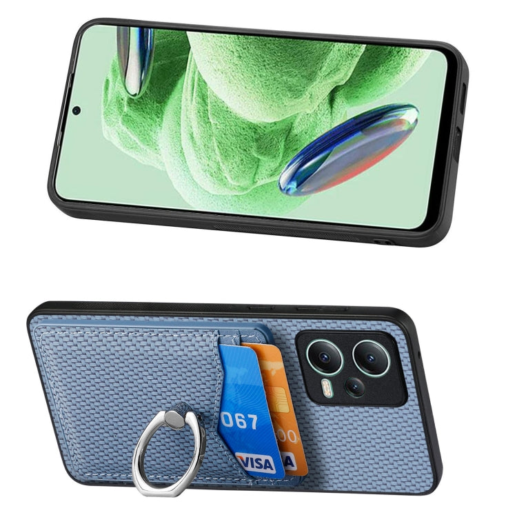 For Xiaomi 13 Lite Carbon Fiber Card Wallet Ring Holder Phone Case(Blue) - 13 Lite Cases by PMC Jewellery | Online Shopping South Africa | PMC Jewellery | Buy Now Pay Later Mobicred