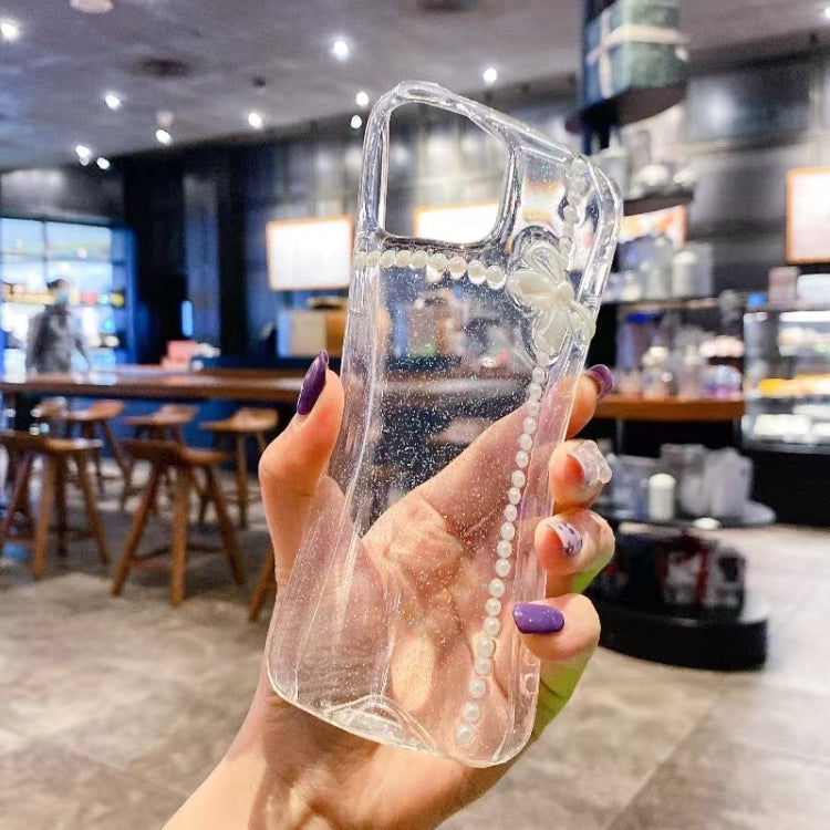 For iPhone 16e Pearl Bow Glitter Epoxy TPU Phone Case(Cross Knots) - iPhone 16e Cases by PMC TechLife | Online Shopping South Africa | PMC TechLife | Buy Now Pay Later Mobicred