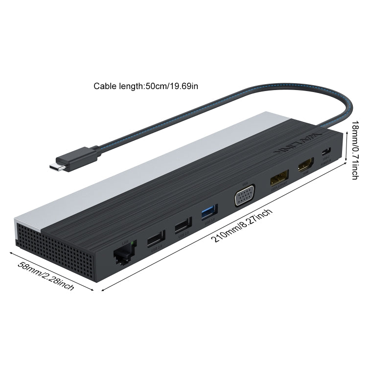 Wavlink UMD03 Triple Display Adapter Type-C Hub 12 in 1 Docking Station - USB HUB by WAVLINK | Online Shopping South Africa | PMC Jewellery | Buy Now Pay Later Mobicred