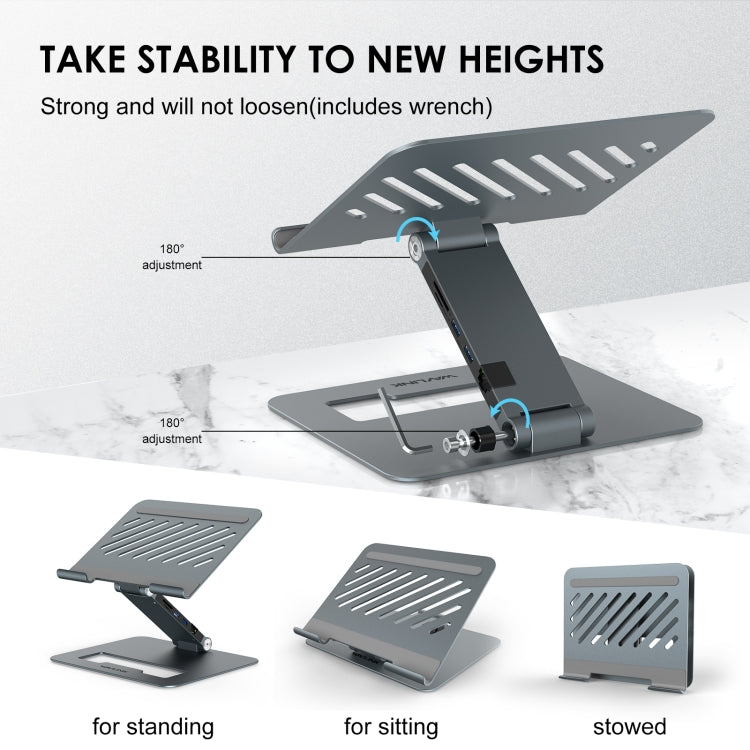 Wavlink UMD07 Adjustable Aluminum Ergonomic Portable Laptop Stand Type-C Docking Station - free shipping - PMC Jewellery - Order now!