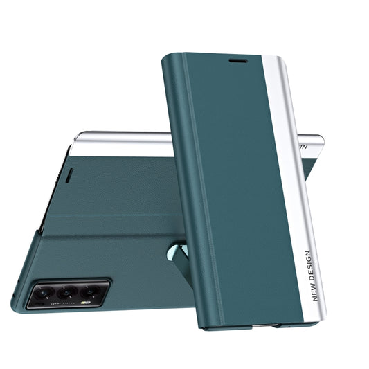 For Honor Magic V2 Side Electroplated Adsorption Leather Phone Case(Green) - Honor Cases by PMC Jewellery | Online Shopping South Africa | PMC Jewellery | Buy Now Pay Later Mobicred