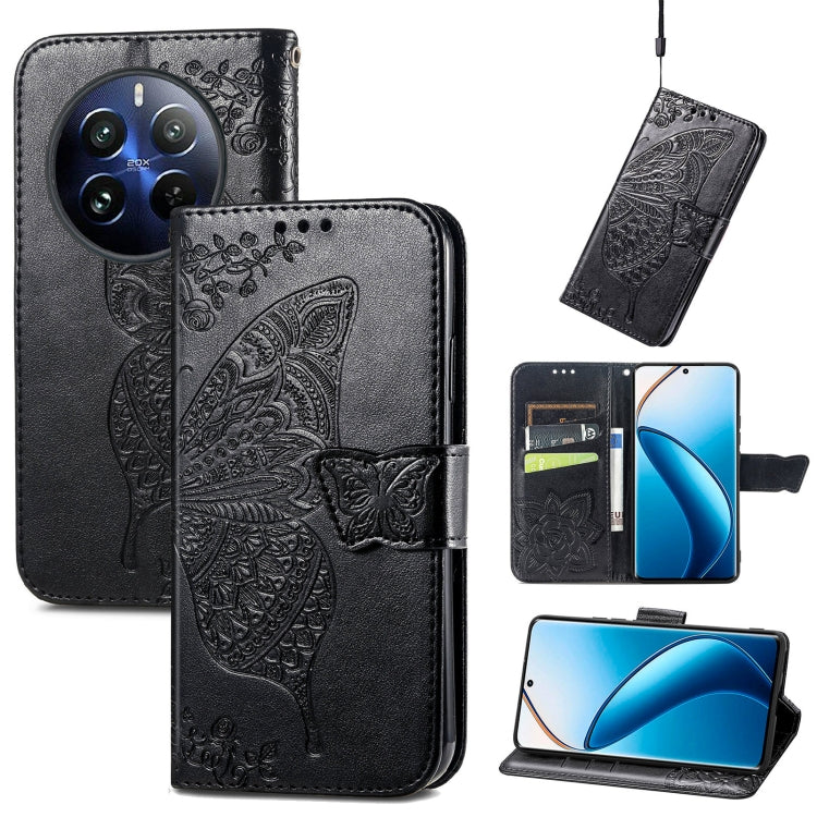 For Realme 12 Pro Butterfly Love Flower Embossed Leather Phone Case(Black) - Realme Cases by PMC Jewellery | Online Shopping South Africa | PMC Jewellery | Buy Now Pay Later Mobicred