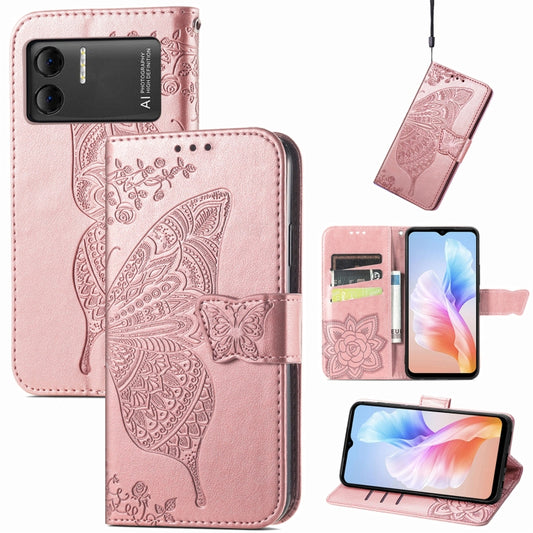 For DOOGEE X98 Pro / X98 Butterfly Love Flower Embossed Leather Phone Case(Rose Gold) - Doogee Cases by PMC Jewellery | Online Shopping South Africa | PMC Jewellery | Buy Now Pay Later Mobicred