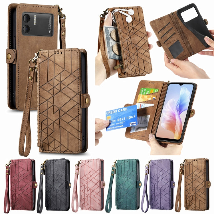 For DOOGEE X98 Pro / X98 Geometric Zipper Wallet Side Buckle Leather Phone Case(Black) - Doogee Cases by PMC Jewellery | Online Shopping South Africa | PMC Jewellery | Buy Now Pay Later Mobicred