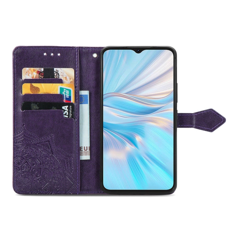 For Blackview C70 Mandala Flower Embossed Leather Phone Case(Purple) - More Brand by PMC Jewellery | Online Shopping South Africa | PMC Jewellery