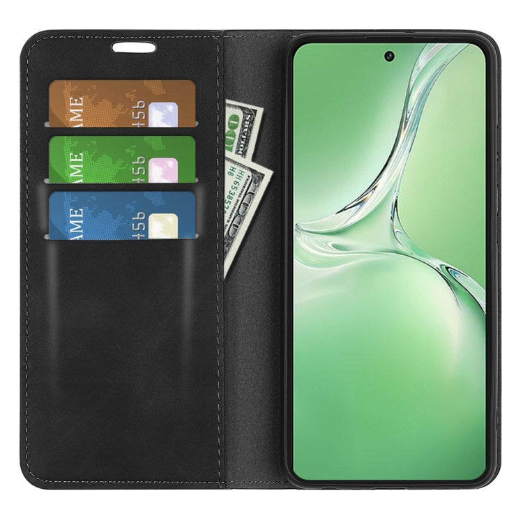 For OPPO K12 Retro-skin Magnetic Suction Leather Phone Case(Black) - OPPO Cases by PMC TechLife | Online Shopping South Africa | PMC TechLife | Buy Now Pay Later Mobicred