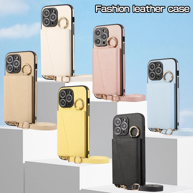 For iPhone 15 Crossbody Ring Wallet Leather Back Cover Phone Case(Pink) - free shipping - PMC TechLife - Order now!