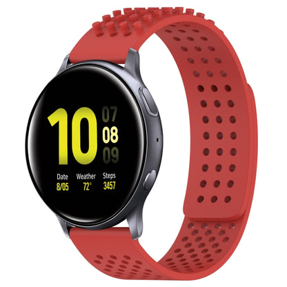 For Samsung Galaxy Watch Active 2 40mm 20mm Holes Breathable 3D Dots Silicone Watch Band(Red) - Watch Bands by PMC Jewellery | Online Shopping South Africa | PMC Jewellery