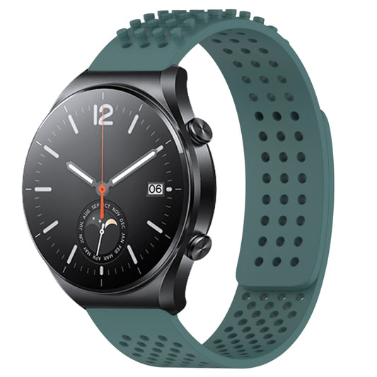 For Xiaomi MI Watch S1 22mm Holes Breathable 3D Dots Silicone Watch Band(Olive Green) - Watch Bands by PMC Jewellery | Online Shopping South Africa | PMC Jewellery