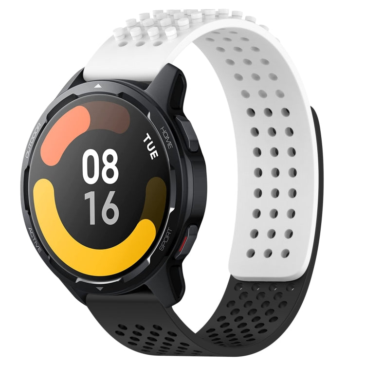 For Xiaomi Watch S1 Active 22mm Holes Breathable 3D Dots Silicone Watch Band(White+Black) - Watch Bands by PMC Jewellery | Online Shopping South Africa | PMC Jewellery