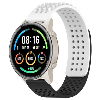 For Xiaomi MI Watch Sport 22mm Holes Breathable 3D Dots Silicone Watch Band(White+Black) - Watch Bands by PMC Jewellery | Online Shopping South Africa | PMC Jewellery