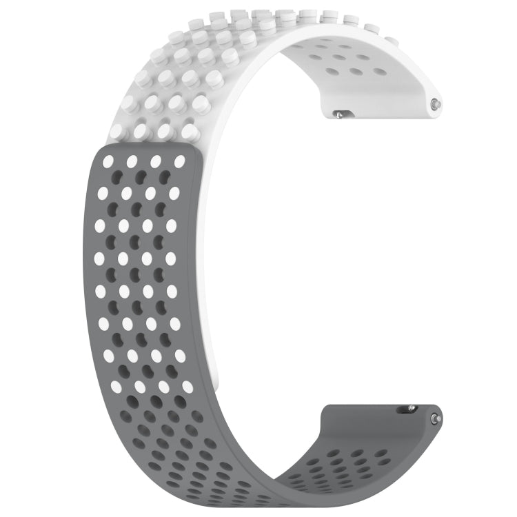 For Xiaomi Haylou RS4 LS12 22mm Holes Breathable 3D Dots Silicone Watch Band(White+Grey) - Watch Bands by PMC Jewellery | Online Shopping South Africa | PMC Jewellery