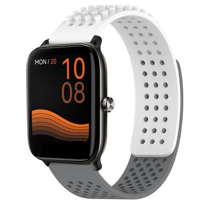 For Xiaomi Haylou GST LS09B 22mm Holes Breathable 3D Dots Silicone Watch Band(White+Grey) - Watch Bands by PMC Jewellery | Online Shopping South Africa | PMC Jewellery