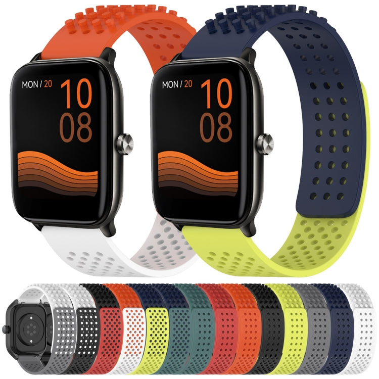 For Xiaomi Haylou RS4 LS12 22mm Holes Breathable 3D Dots Silicone Watch Band(Orange+White) - Watch Bands by PMC Jewellery | Online Shopping South Africa | PMC Jewellery