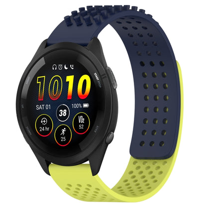 For Garmin Forerunner 265 22mm Holes Breathable 3D Dots Silicone Watch Band(Midnight Blue+Lime Green) - Watch Bands by PMC Jewellery | Online Shopping South Africa | PMC Jewellery